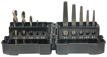 10pc. Hi–Carbon Steel Square Style Extractors Set 10pc. Set Left Hand Screw Machine with Square Extractors